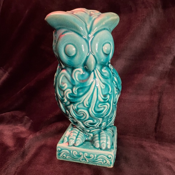 Rare Vintage 1980’s MCM Ceramic Teal Blue Owl Statue - Picture 9 of 9